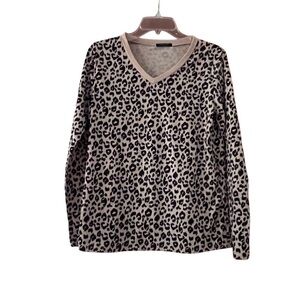 Blooming Jelly Woman’s Small Long Sleeve Animal Print Pullover V Neck